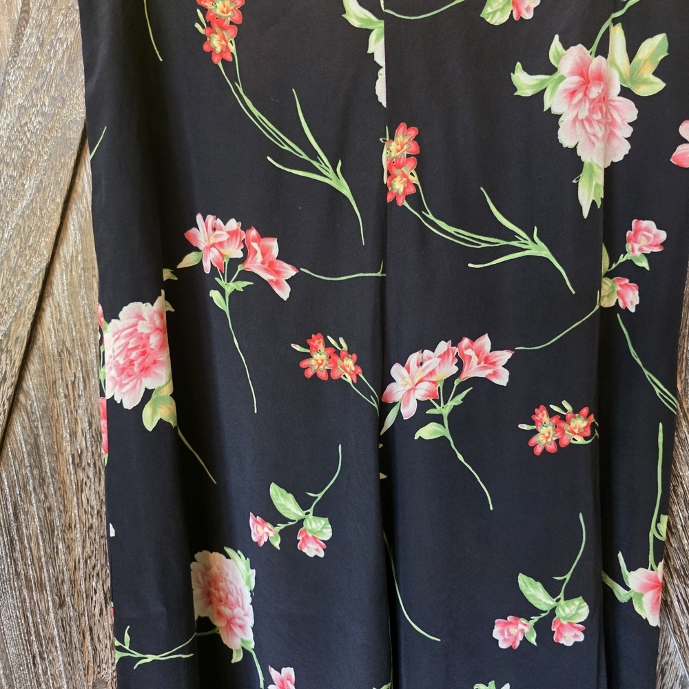 Evan-Piccone Skirt Women's Size 8 Black Multi‎ Color Floral Long 100% Silk - Picture 2 of 5